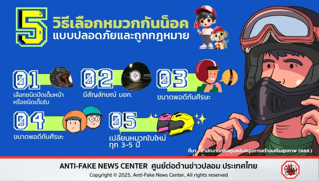 5 วิธี เลือกหมวกกันน็อค แบบปลอดภัย และถูกกฎหมาย